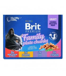 Корм Brit Premium консервований для котів Бріт Преміум сімейна тарілка асорті 4 смаки 100г 4шт/упак Brit Premium - 1 - 859560250