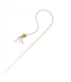 Іграшка Comfy для котів М'яч на паличці з дзвоником дерево кукурудзяне волокно 40см COMFY - 1 - 5905546198561