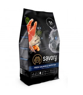 Сухий корм Savory для довгошерстих котів зі свіжим лососем і білою рибою Savory - 1 -  2