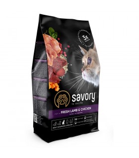 Сухий корм Savory для стерилізованих котів зі свіжим м’ясом ягняти та курки Savory - 1 -  2