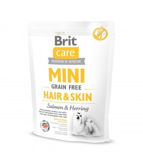 Корм для собак мініатюрних порід, шерсть яких вимагає додаткового догляду Brit Care GF Mini Hair & Skin лосось та оселедець Brit 2
