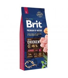 Корм Brit Premium Junior L сухий для цуценят та молодих собак великих порід вагою 25-45кг від 1 до 24 місяців з куркою Brit Prem