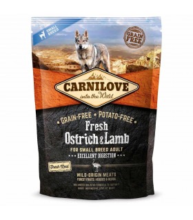 Сухий корм для дорослих собак дрібних порід Carnilove Fresh Ostrich & Lamb ягня та страус
