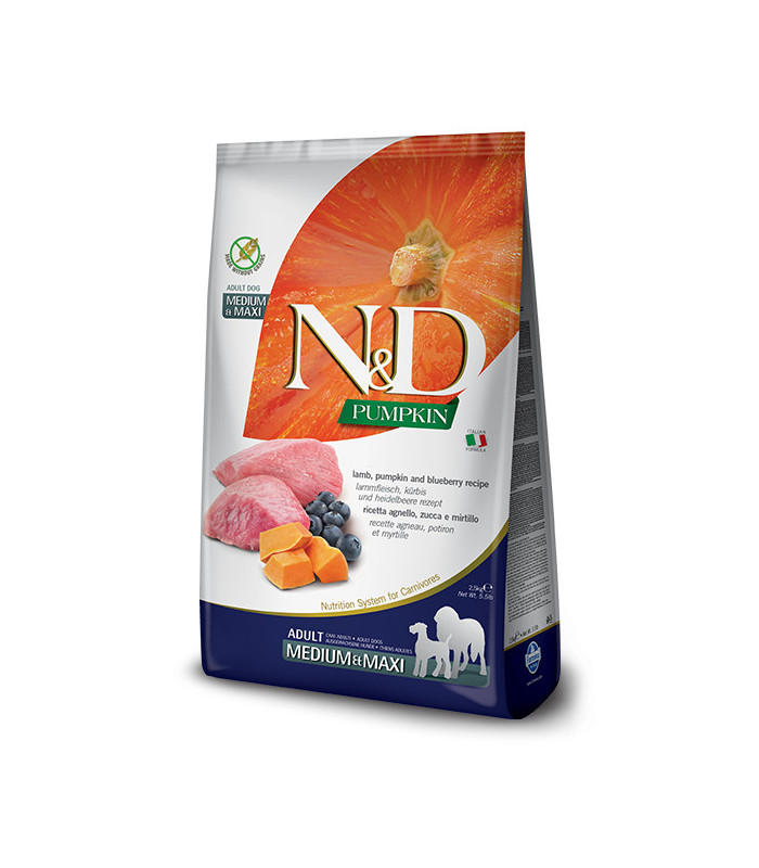 Farmina N&D GRAIN FREE Беззерновий сухий корм для собак средніхі та великих порід з ягням, чорницею та гарбузом Farmina - 1 - 