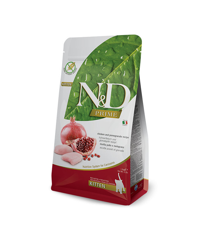 Farmina (Фарміна) N&D GRAIN FREE PRIME Беззерновий сухий корм для кошенят, вагітних і лактуючих кішок з куркою та гранатом Farmi