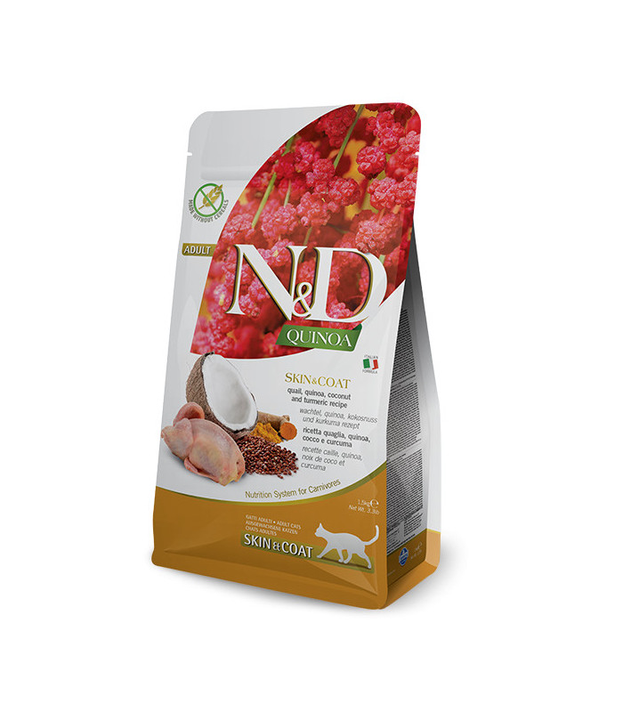 Сухий корм для котів Farmina N&D Quinoa Skin&Coat дієтичний, при харчовій алергії з перепелом, кіноа, кокос та куркума Farmina -