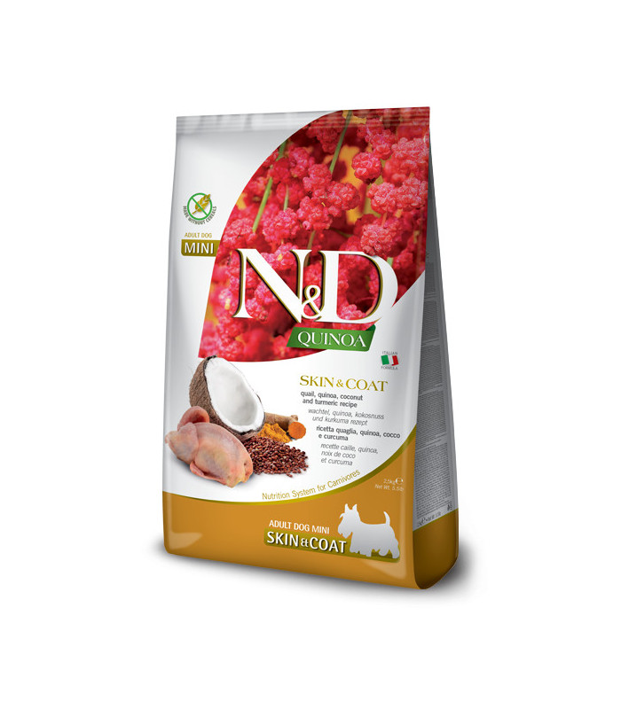 Сухий корм для собак Farmina N&D Quinoa Skin&Coat дієтичний, при харчовій алергії з перепелом, кіноа, кокос та куркума 2,5 кг Fa