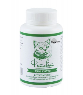 Вітаміни для котів ProVET «Фітовіт» фітокомплекс для виведення шерсті + поліпшення функції сечовивідної системи 100 таб. ProVET 