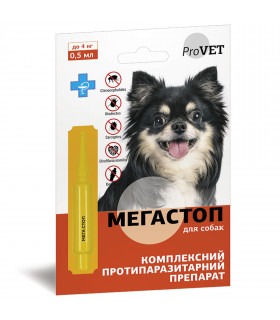 Краплі Природа ProVET Мега Стоп для собак до 4кг, проти ендо- та ектопаразитів, 1 піпетка по 0.5мл ProVET - 1 - 4823082417452