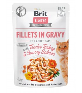 Корм Brit Care вологий для котів Бріт Кеа Кет з філе індички та лосося в соусі 85г Brit Care - 1 - 8595602540501