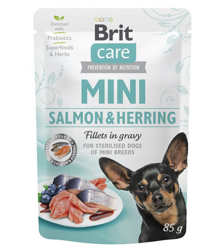 Корм Brit Care Mini Salmon&Herring вологий для собак з філе лосося та оселедця в соусі 85г Brit Care - 1 - 8595602534449