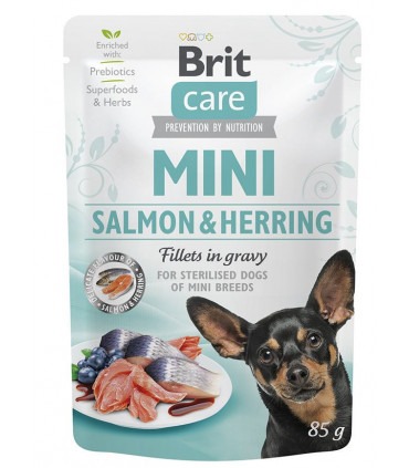 Корм Brit Care Mini Salmon&Herring вологий для собак з філе лосося та оселедця в соусі 85г Brit Care - 1 - 8595602534449