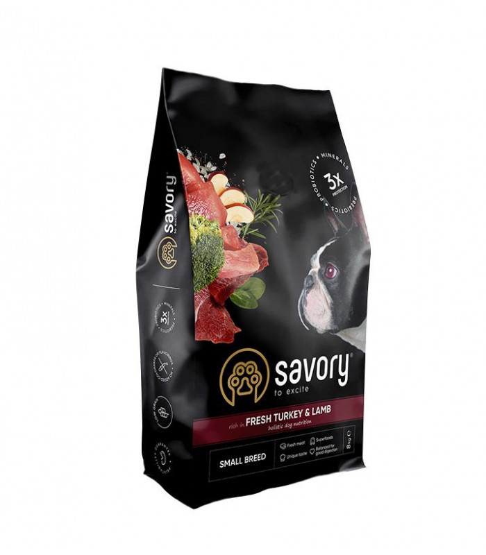 Корм SAVORY сухий для собак малих порід зі свіжим ягням та індичкою Savory - 1 - 