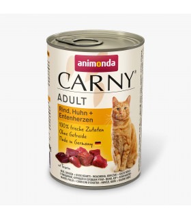 Вологий корм Animonda Carny Adult Beef, Chicken + Duck hearts з яловичиною, куркою та качиними серцями для котів Animonda - 1 - 