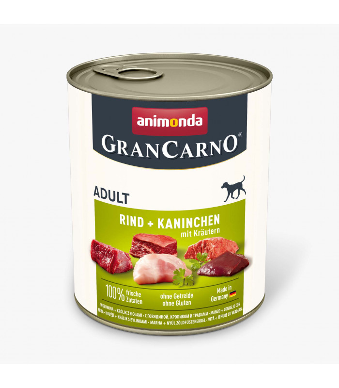 Вологий корм Animonda GranCarno Adult Beef + Rabbit with Herbs з яловичиною, кроликом і травами для собак, 800 г Animonda - 1 - 