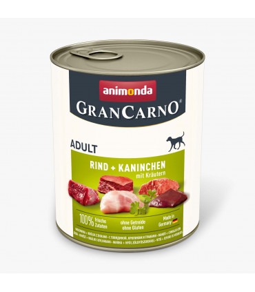 Вологий корм Animonda GranCarno Adult Beef + Rabbit with Herbs з яловичиною, кроликом і травами для собак, 800 г Animonda - 1 - 