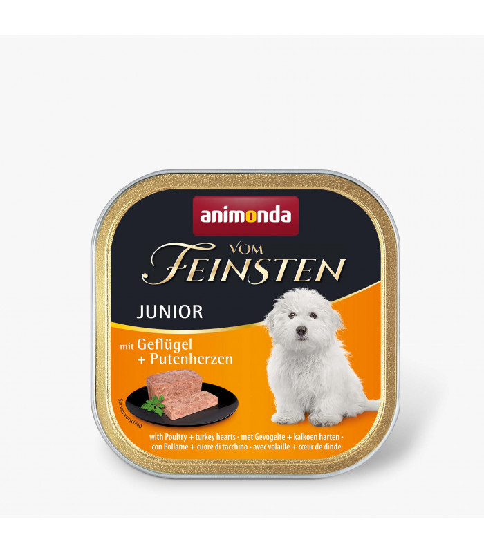 Вологий корм Animonda Vom Feinsten Junior with Poultry + Turkey hearts з птицею та індичачими серцями для цуценят, 150 г Animond