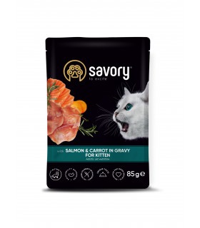 Вологий корм Savory для кошенят, лосось із морквою у соусі, пауч, 85 г Savory - 1 - 4820261920079