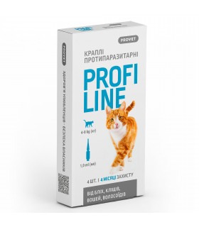 Краплі Природа ProVET Профілайн протипаразитарні, для котів від 4 до 8кг, 4 піпетки по 1.0мл ProVET - 1 - 4823082431106