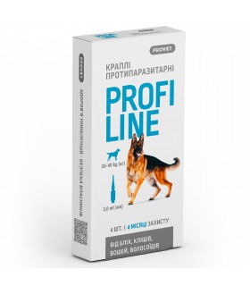 Краплі Природа ProVET Профілайн протипаразитарні, для собак від 20 до 40кг, 4 піпетки по 3.0мл ProVET - 1 - 4823082431021