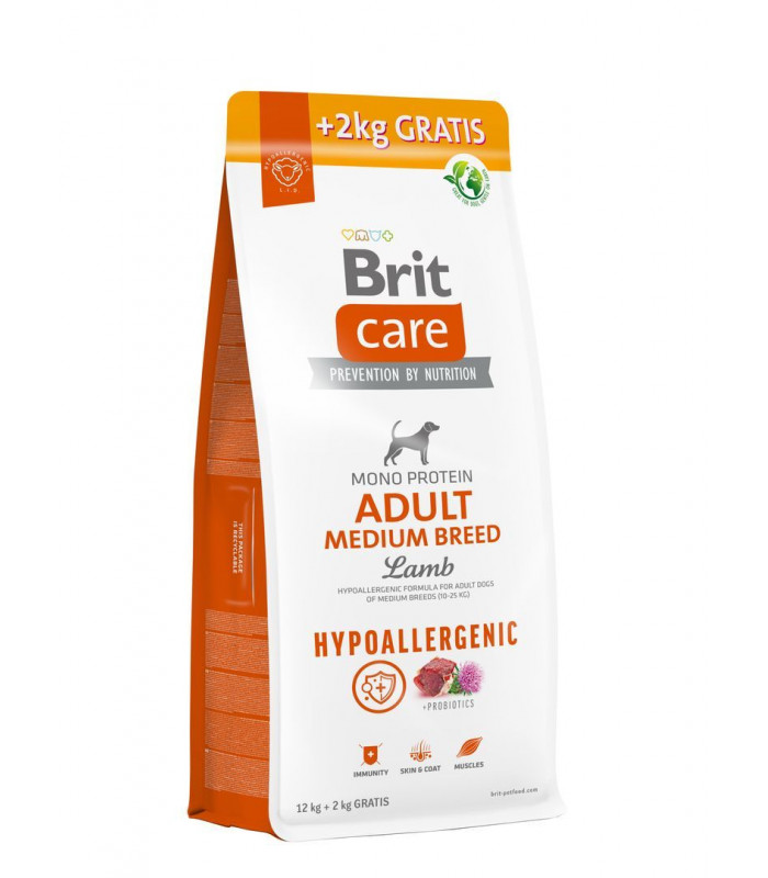 Корм для собак середніх порід Brit Care Dog Hypoallergenic Adult Medium Breed гіпоалергенний з ягням, 12+2 кг Brit Care - 1 - 85