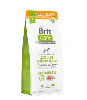 Корм для собак середніх порід Brit Care Dog Sustainable Adult Medium Breed з куркою та комахами, 12+2 кг Brit Care - 1 - 8595602