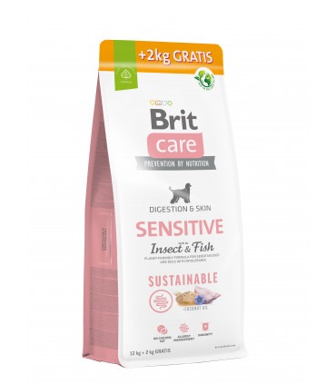 Корм для собак з чутливим травленням Brit Care Dog Sustainable Sensitive з рибою та комахами, 12+2 кг Brit Care - 1 - 8595602565
