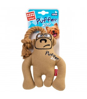 Іграшка для собак Мавпа з пищалкою GiGwi Puffer zoo, текстиль, мотузка, 31 см GiGwi - 1 - 4823089351605 2