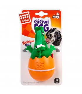 Іграшка для собак Крокодил-неваляшка з пищалкою GiGwi EGG, текстиль, гума, 14 см GiGwi - 1 - 4823089351803 2