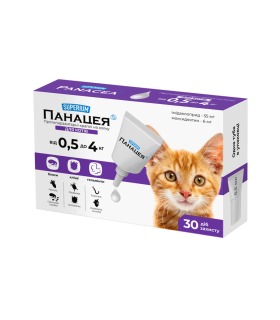 Краплі від бліх, кліщів та гельмінтів для котів СУПЕРІУМ Панацея SUPERIUM - 1 -  2