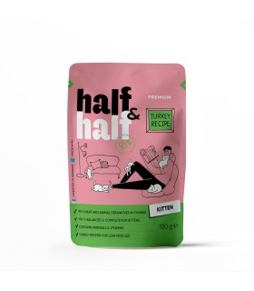 Корм вологий Half&Half для кошенят, шматочки з індичкою у желе у формі пауча, 100 г Half&Half - 1 - 4820261920864
