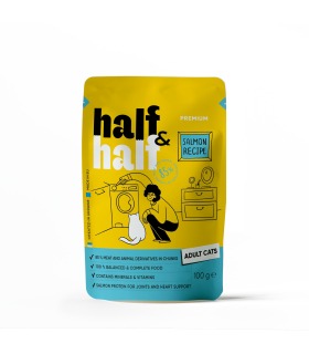 Корм вологий Half&Half для дорослих котів, шматочки з лососем у желе у формі пауча, 100 г Half&Half 20901 - 1 - 4820261920901