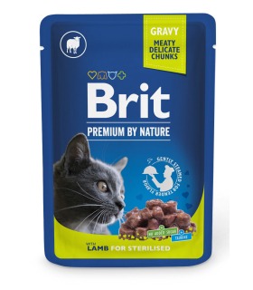 Вологий корм Brit Premium Cat pouch для стерилізованих котів, ягнятина, 100 г Brit Premium - 1 - 8595602548446