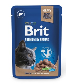 Вологий корм Brit Premium Cat pouch для стерилізованих котів, печінка, 100 г Brit Premium - 1 - 8595602548453