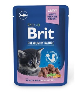 Вологий корм Brit Premium Cat pouch для кошенят, біла риба, 100 г Brit Premium - 1 - 8595602548637