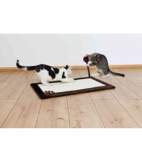 Дряпка Trixie для котів килимок з м'ячиком на пружині із сизалю/плюшева темно коричнева 70*45cм Trixie - 1 - 4047974043233 2