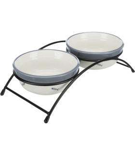 Миска Trixie для котів та собак подвійна на металевій підставці "Eat on Feet" керамічна, 12 см, 2х300 мл Trixie - 1 - 4047974247 2