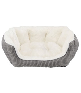 Лежак  для собак Trixie Davin з наповнювачем із флісу, плюш, в смужку, (кремовий/сірий) Trixie - 1 - 