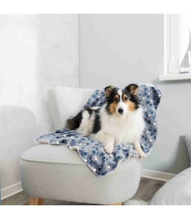 Килимок для собак Trixie Tammy плюшевий, з лапками, 100х70 см (блакитний/бежевий) Trixie - 1 - 4057589371508 2