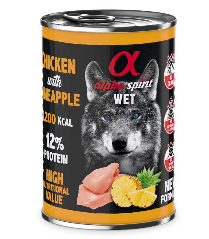 Вологий корм повнораціонний для дорослих собак ALPHA SPIRIT  CHICKEN WITH PINEAPPLE з куркою та ананасами ALPHA SPIRIT - 1 - 843