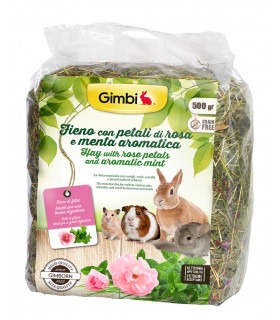 Сіно GimBi для гризунів з розою та м'ятою 500г GimBi - 1 - 4002064205090