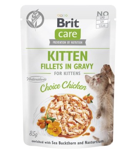 Корм вологий для кошенят Brit Care Cat Fillets in Gravy Choice Chicken філе в соусі з куркою, пауч, 85 г - 1 - 8595602565320