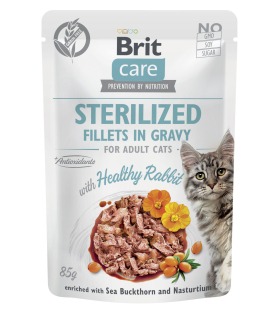 Корм вологий для стерилізованих котів Brit Care Cat Sterilized філе в соусі з кроликом, пауч, 85 г Brit Care - 1 - 8595602565405