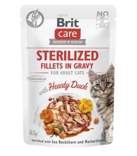 Корм вологий для стерилізованих котів Brit Care Cat Sterilized філе в соусі з качкою, пауч, 85 г Brit Care - 1 - 8595602565283