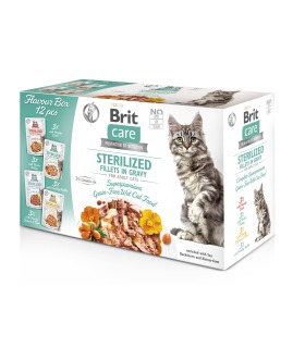 Корм вологий для стерилізованих котів Brit Care Flavour box Sterilized філе в соусі, набір паучів 12 х 85 г - 1 - 8595602565337