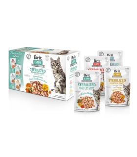 Корм вологий для стерилізованих котів Brit Care Flavour box Sterilized філе в соусі, набір паучів 12 х 85 г - 1 - 8595602565337 2