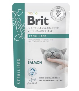 Корм вологий для котів Brit GF VetDiet Care Sterilised з лососем, 12 x 85 г Brit Care - 1 - 8595602566761 2