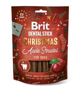 Різдвяні ласощі для собак Brit Dental Stick Christmas Apple Strudel яблучний штрудель 7 шт 251 г Brit Care - 1 - 8595602573530