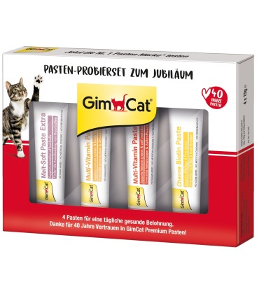 Ювілейний бокс з пастами GimCat PASTEN-PROBIERSET ZUM JUBILAUM для котів – 4 пасти GimCat - 3 - 4002064431086