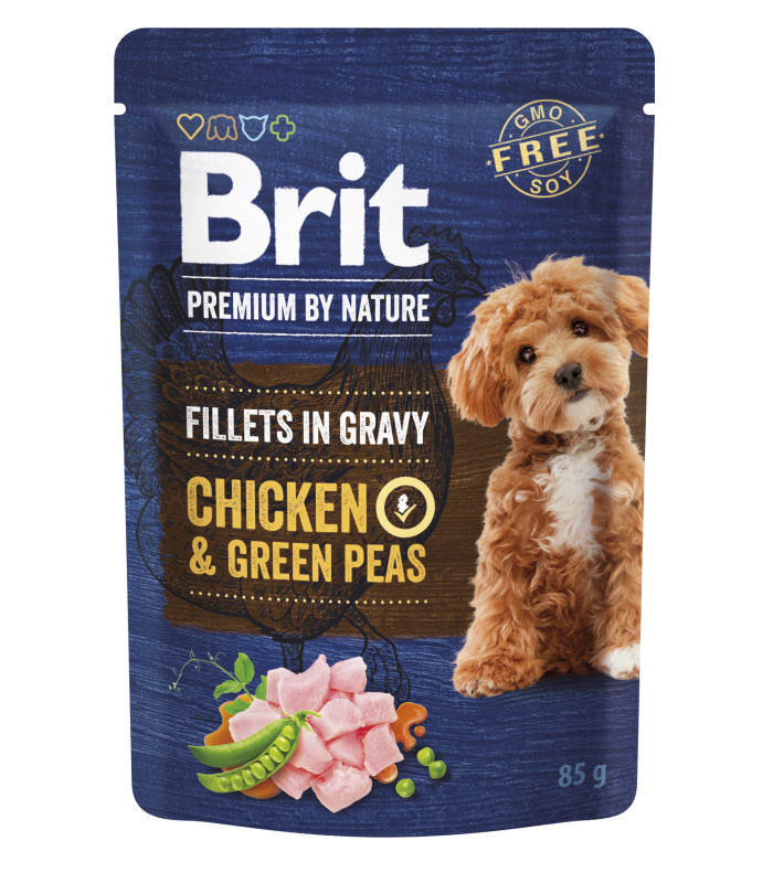 Корм вологий для собак малих порід Brit Premium Fillets in Gravy Chicken & Green Peas філе в соусі курка і горошок 85 г 101241